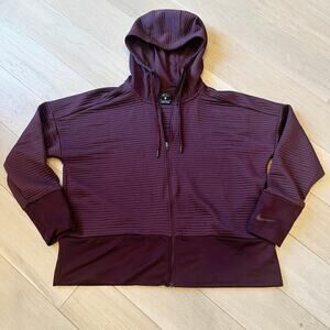 Nike Women's Dri-FIT Ribbed Zip-Up Running Hoodie Jacket Eggplant Purple Sz M